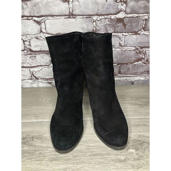 Jil Sander Black Suede Leather Pull On Heel Booties Boots Women Sz 35.5EU/5M US - Picture 2 of 16
